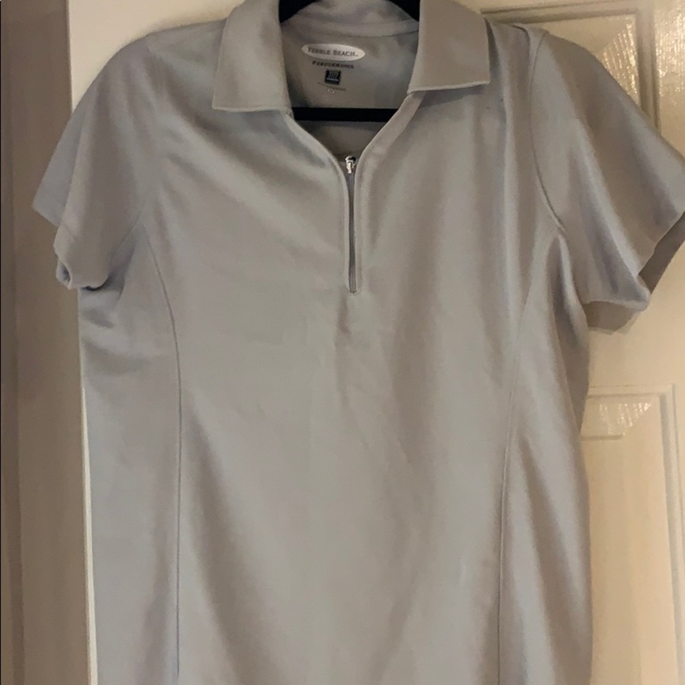 Grey Pebble Beach Golf ZIP up Polo